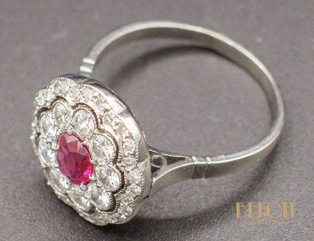 Bague Fleur Rubis Diamants - Image 4