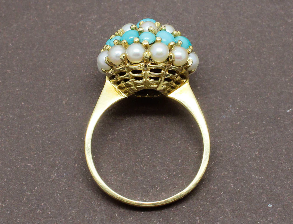 Bague Fleurie Perles et Turquoise - Image 4