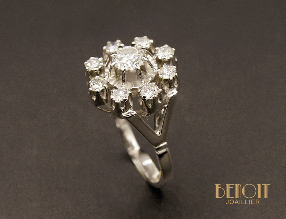 Bague Flocon Diamants 1950 - Image 3