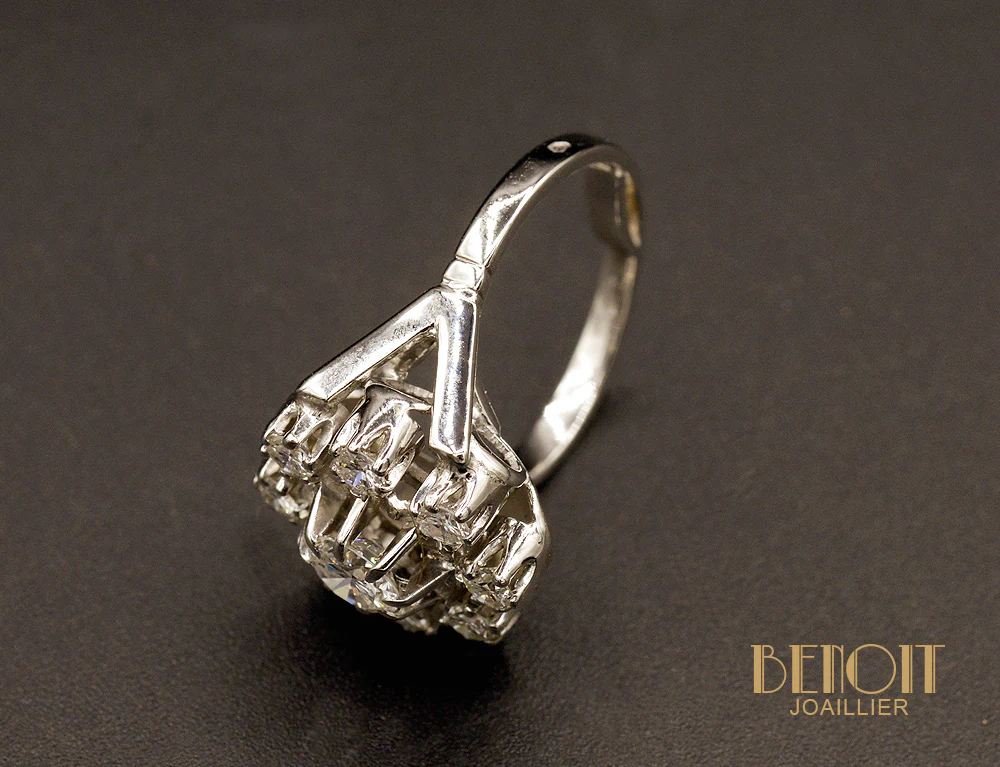 Bague Flocon Diamants 1950 - Image 4