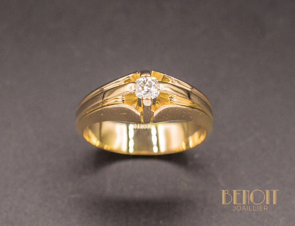 Bague Jonc Art Déco Or Diamant - Image 2