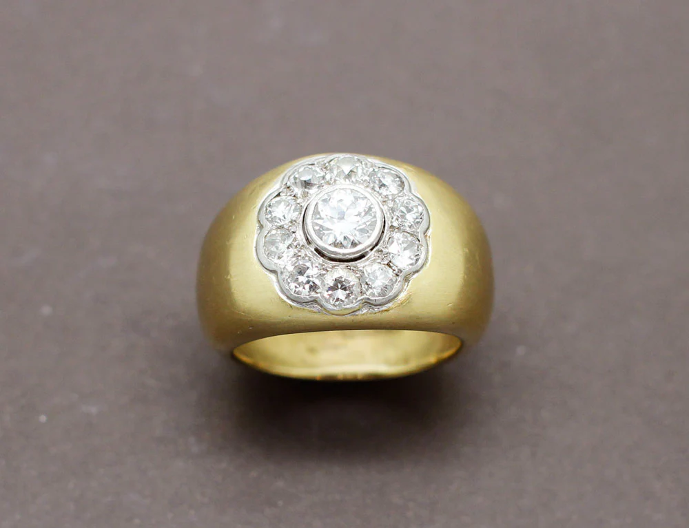 Bague Jonc Brossé Fleur de Diamants - Image 2