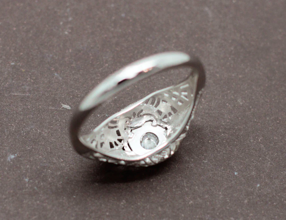 Bague Jonc Dentelle Or Blanc Diamant - Image 5