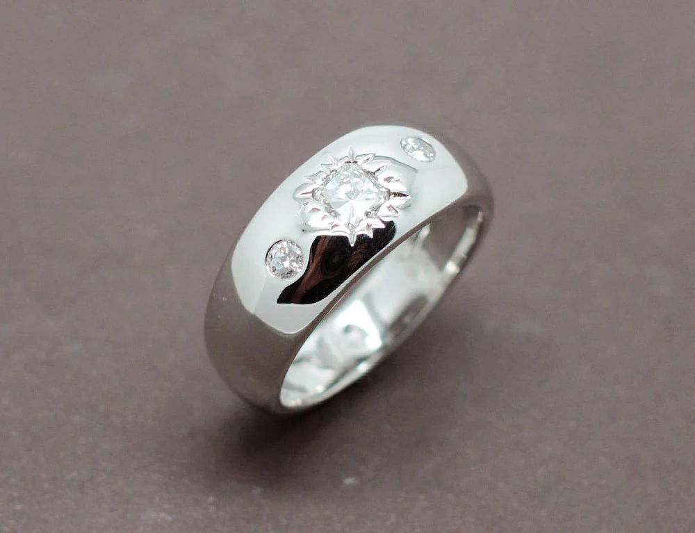 Bague Jonc Diamant Coussin