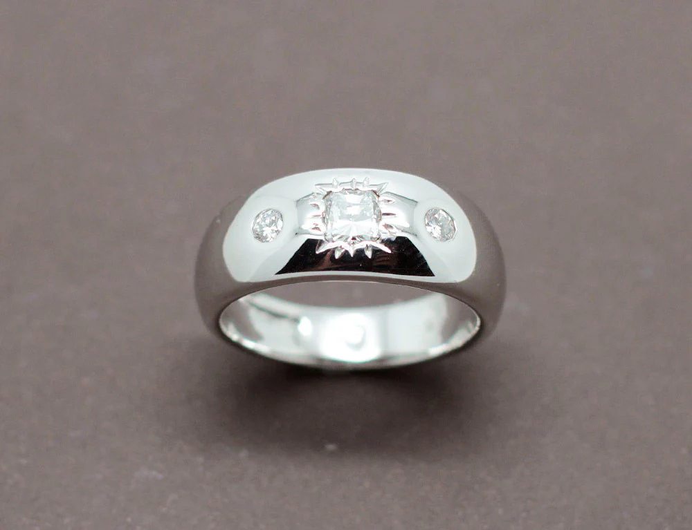 Bague Jonc Diamant Coussin - Image 2