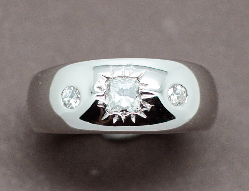Bague Jonc Diamant Coussin - Image 3