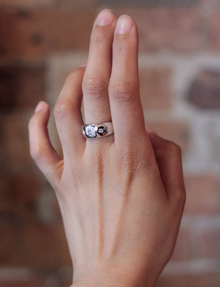 Bague Jonc Diamant Coussin - Image 6