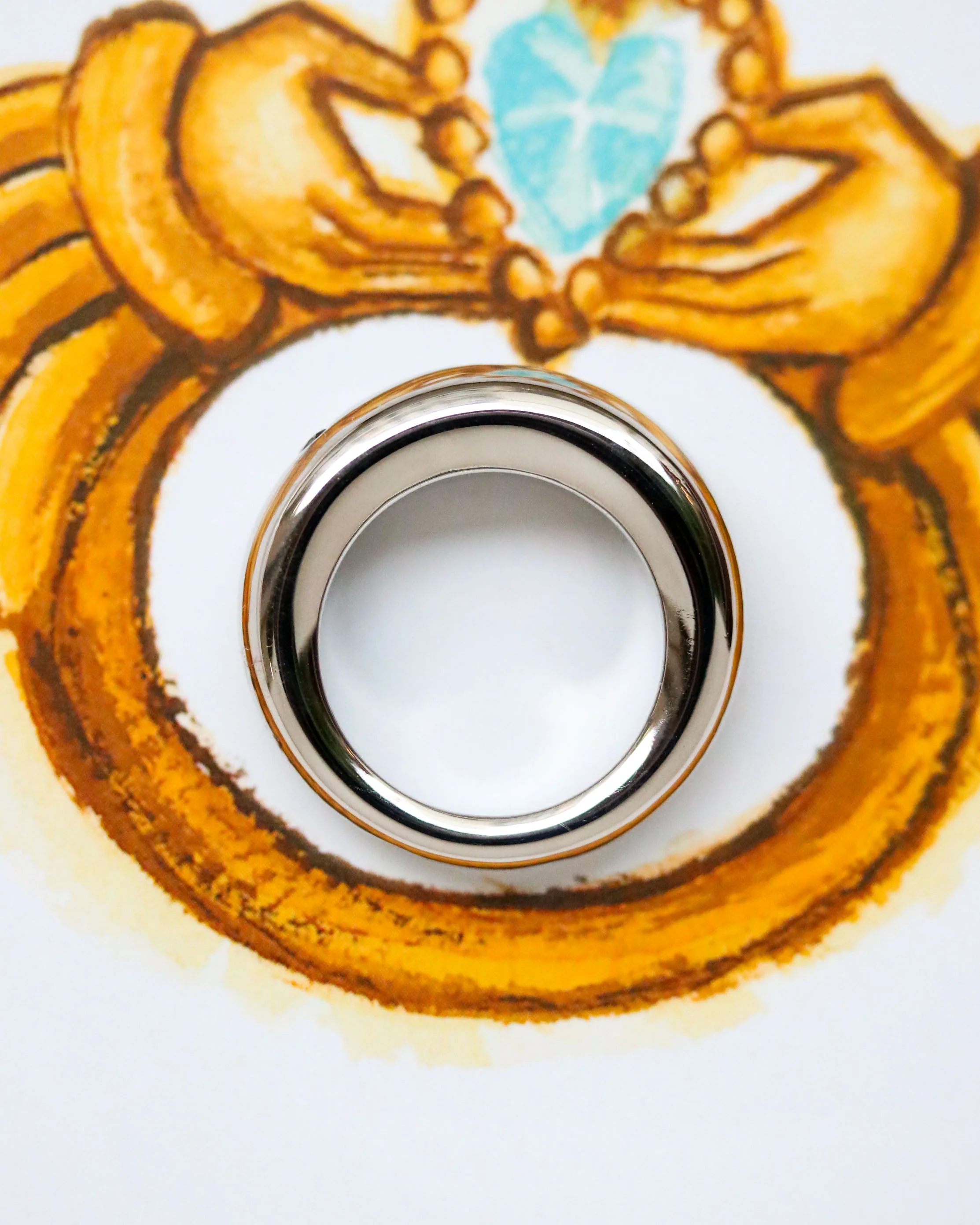 Bague Jonc Or Blanc et Saphir Rose Cœur - Image 3