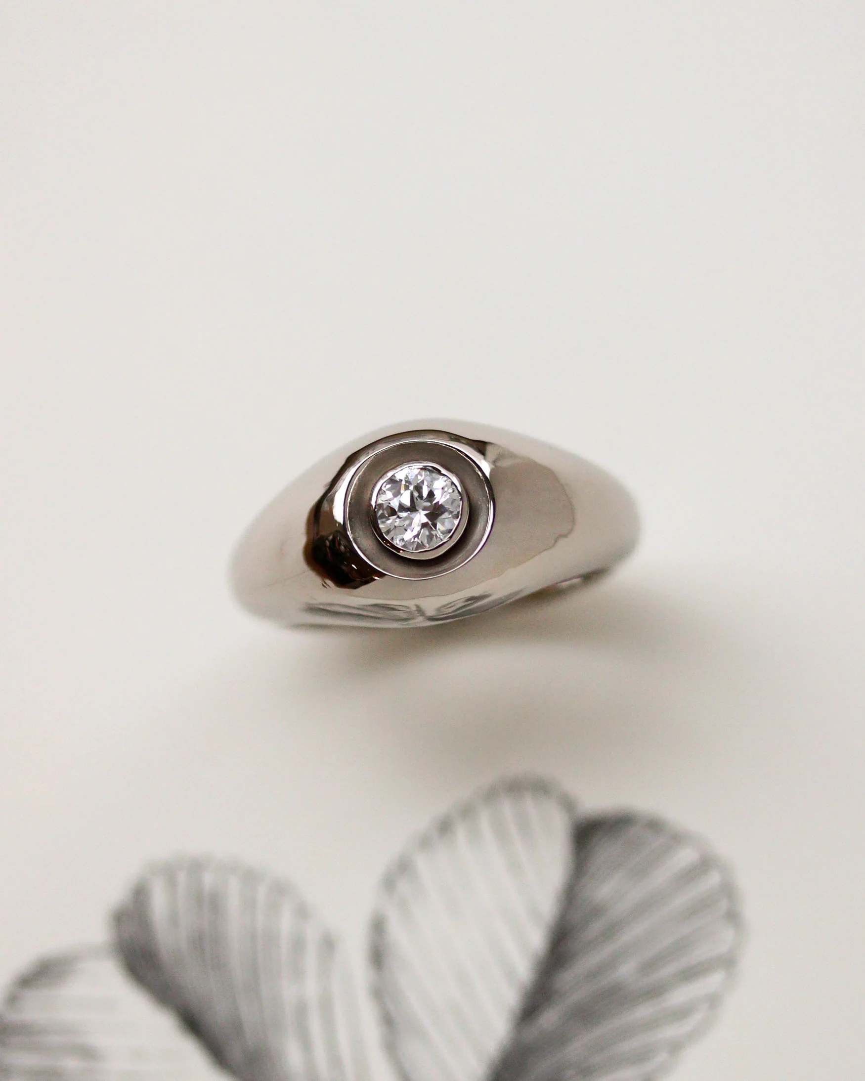 Bague Jonc Or Blanc et Diamant