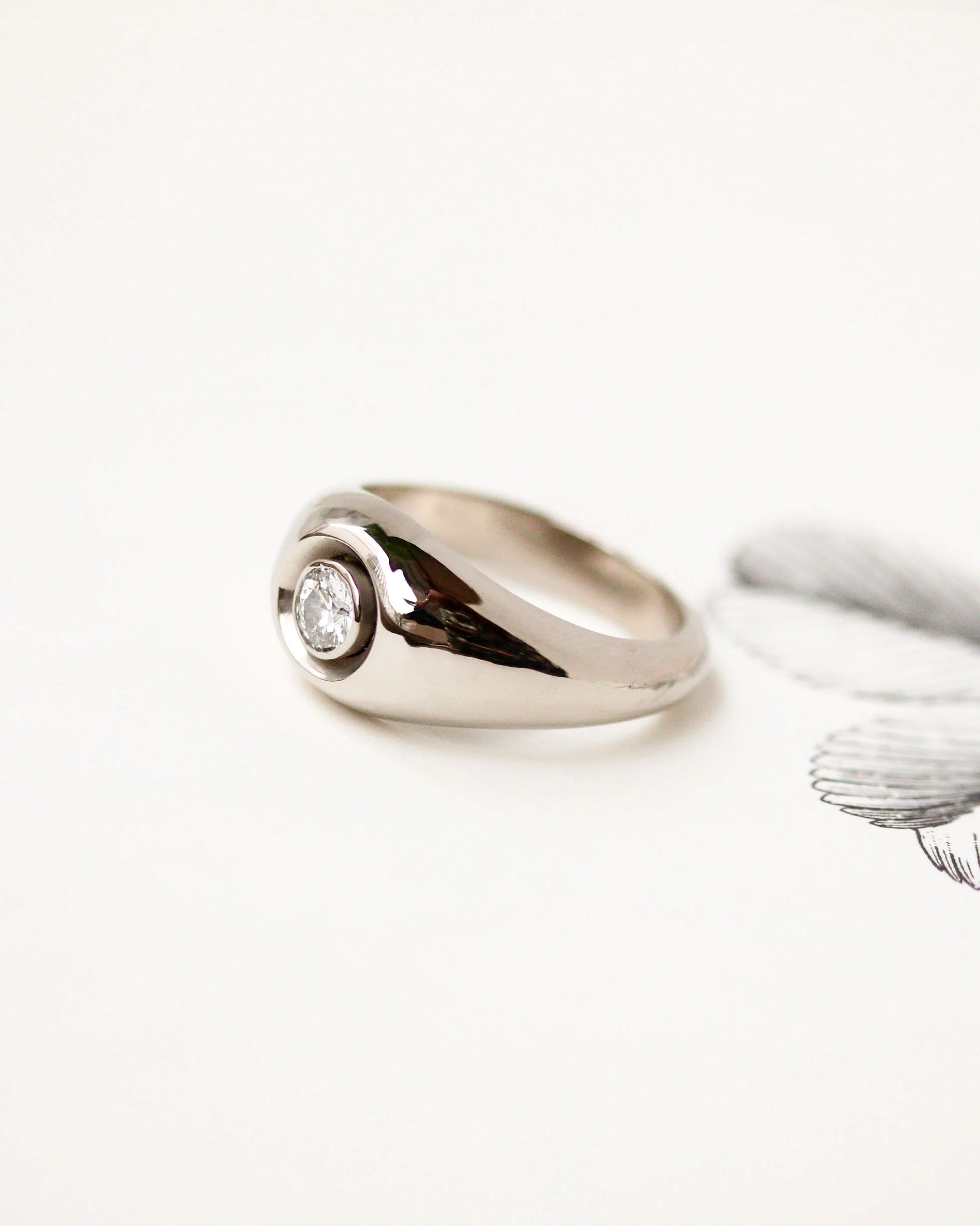 Bague Jonc Or Blanc et Diamant - Image 3