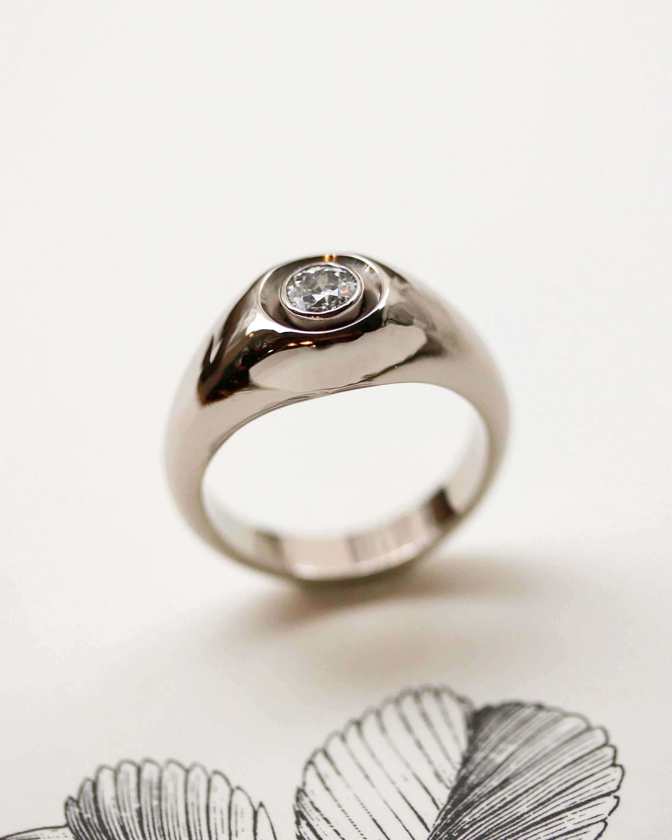 Bague Jonc Or Blanc et Diamant - Image 5