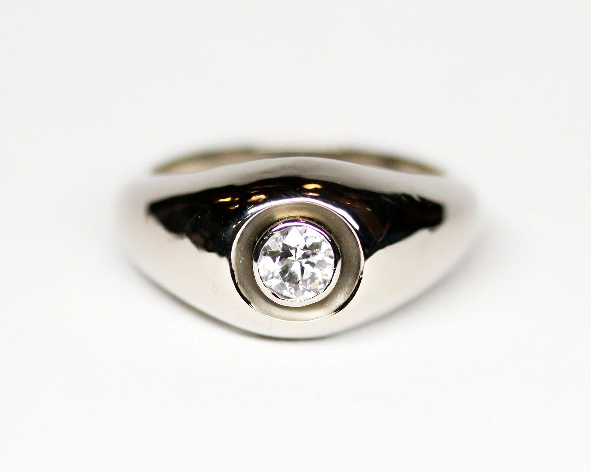Bague Jonc Or Blanc et Diamant - Image 7