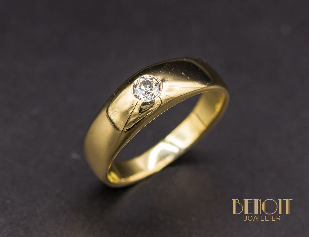 Bague Jonc Or Jaune Diamant