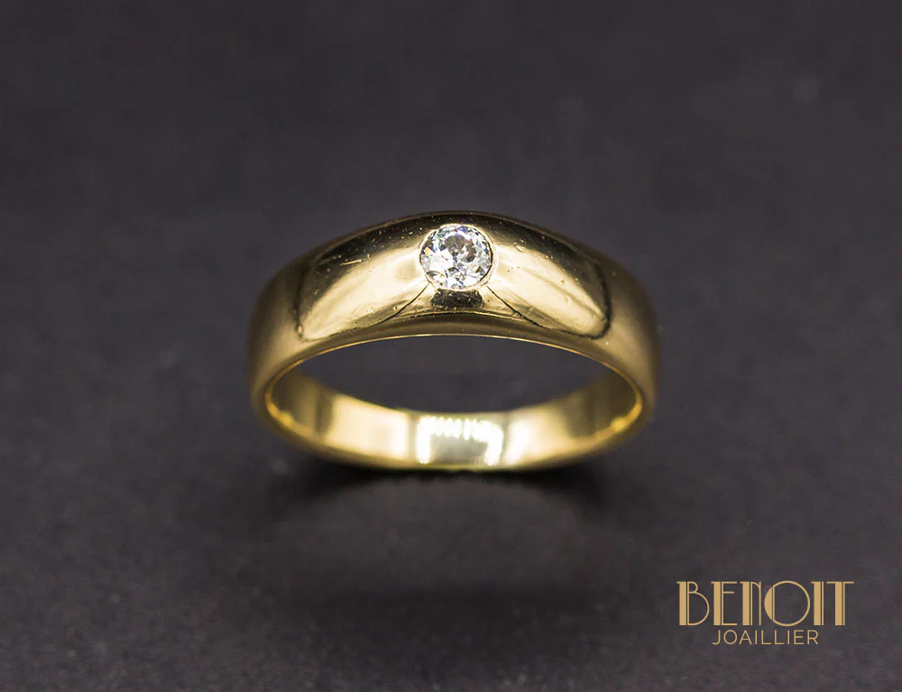 Bague Jonc Or Jaune Diamant - Image 2