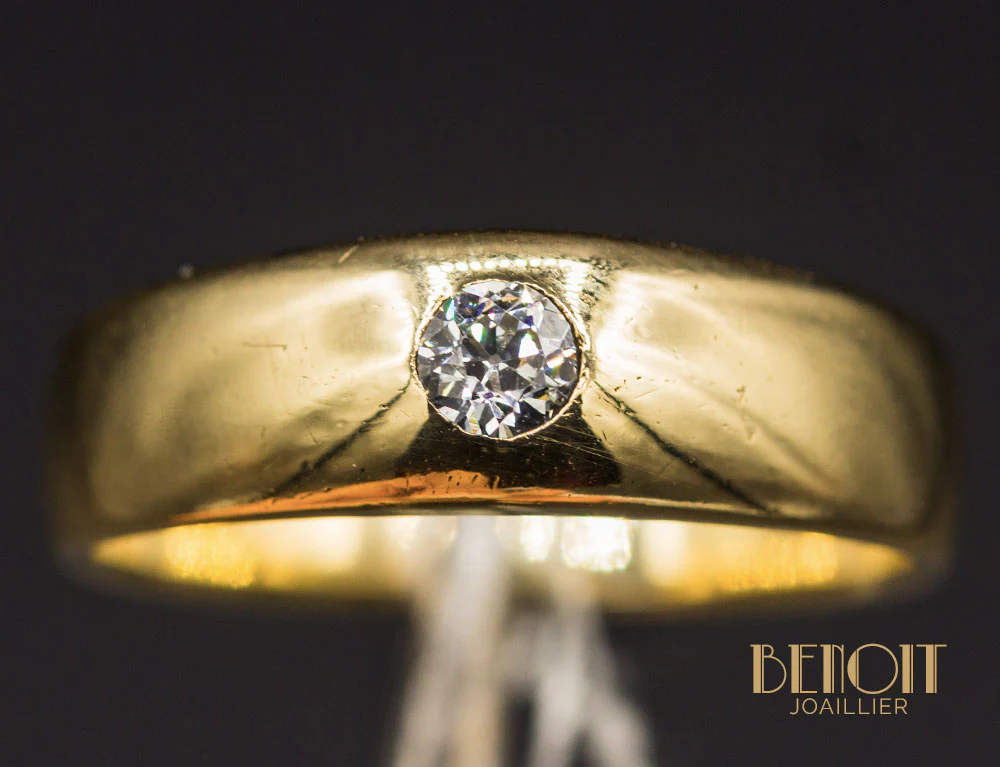 Bague Jonc Or Jaune Diamant - Image 3