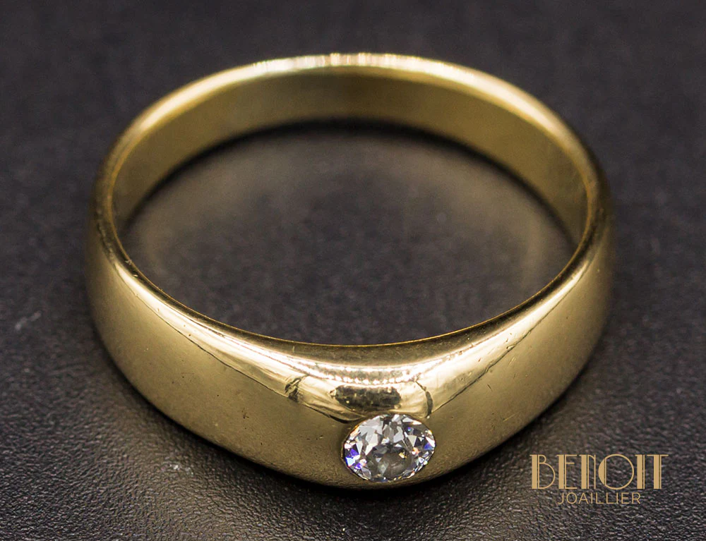 Bague Jonc Or Jaune Diamant - Image 4
