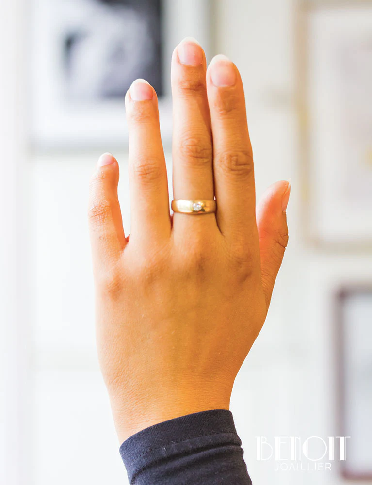 Bague Jonc Or Jaune Diamant - Image 6