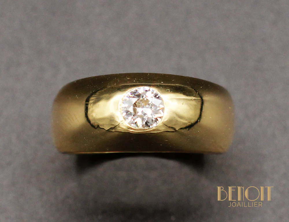 Bague Jonc Or Jaune Diamant - Image 3