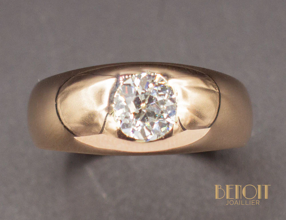 Bague Jonc Or Rose Diamant - Image 3