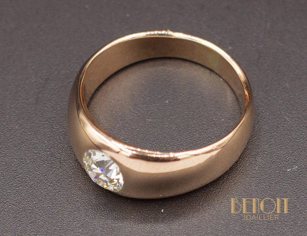 Bague Jonc Or Rose Diamant - Image 4