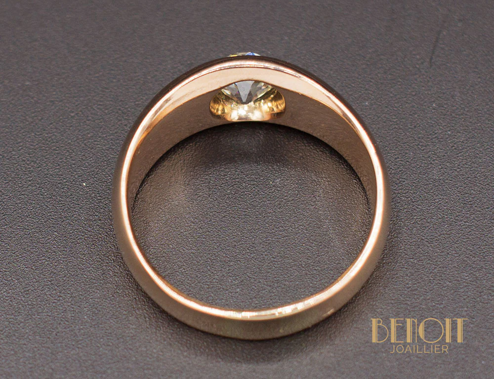 Bague Jonc Or Rose Diamant - Image 5