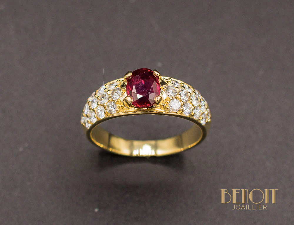 Bague Jonc Rubis Diamants - Image 2