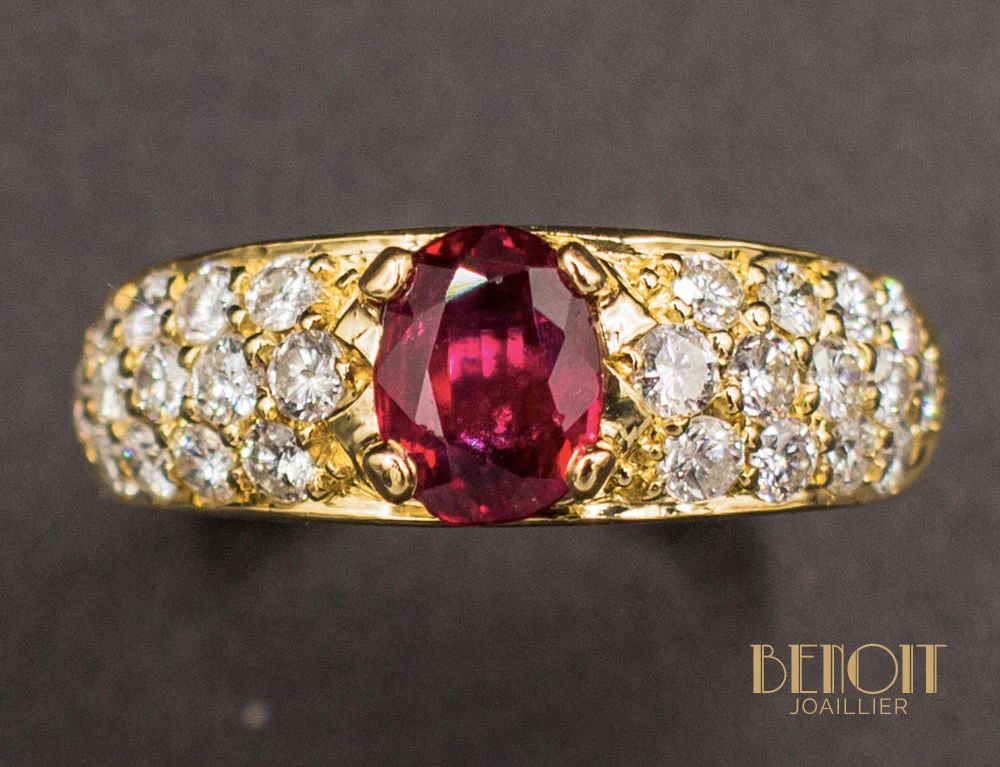 Bague Jonc Rubis Diamants - Image 3