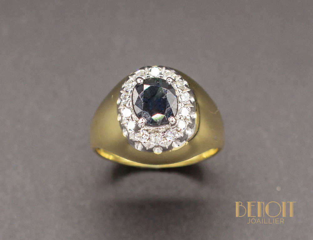 Bague Jonc Saphir Diamants - Image 2