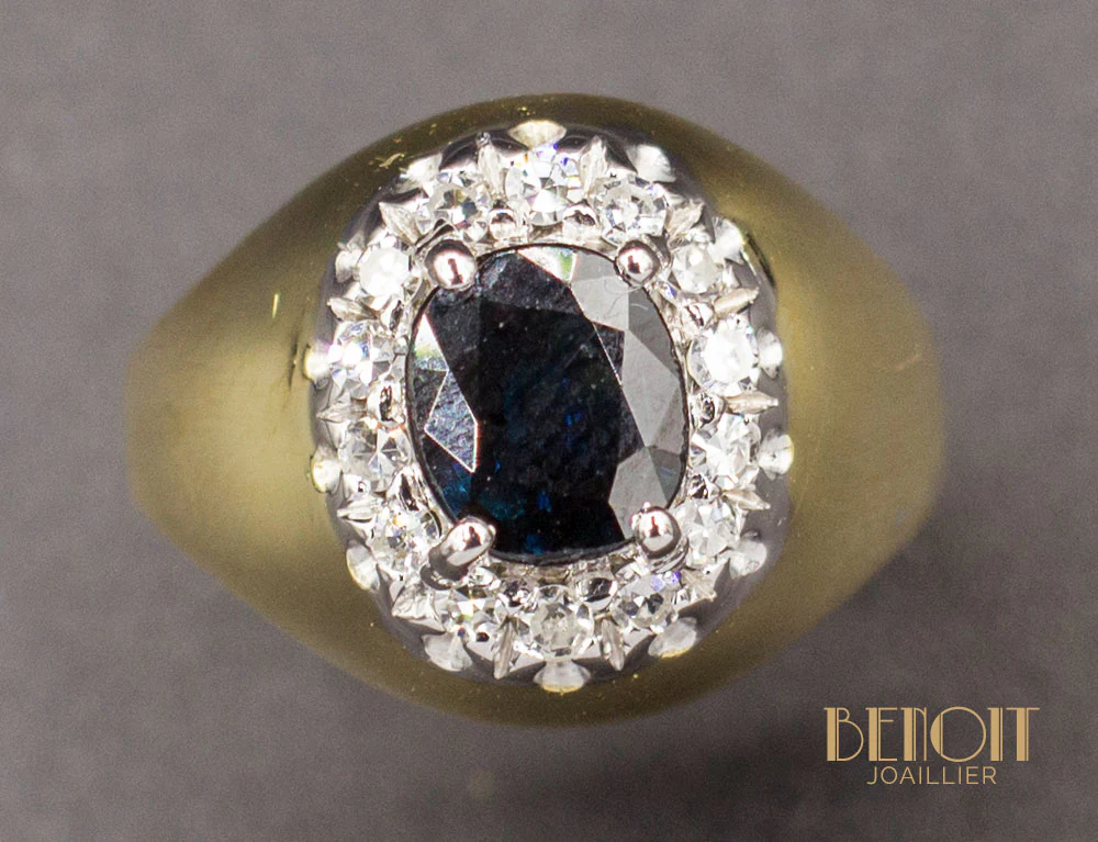 Bague Jonc Saphir Diamants - Image 3