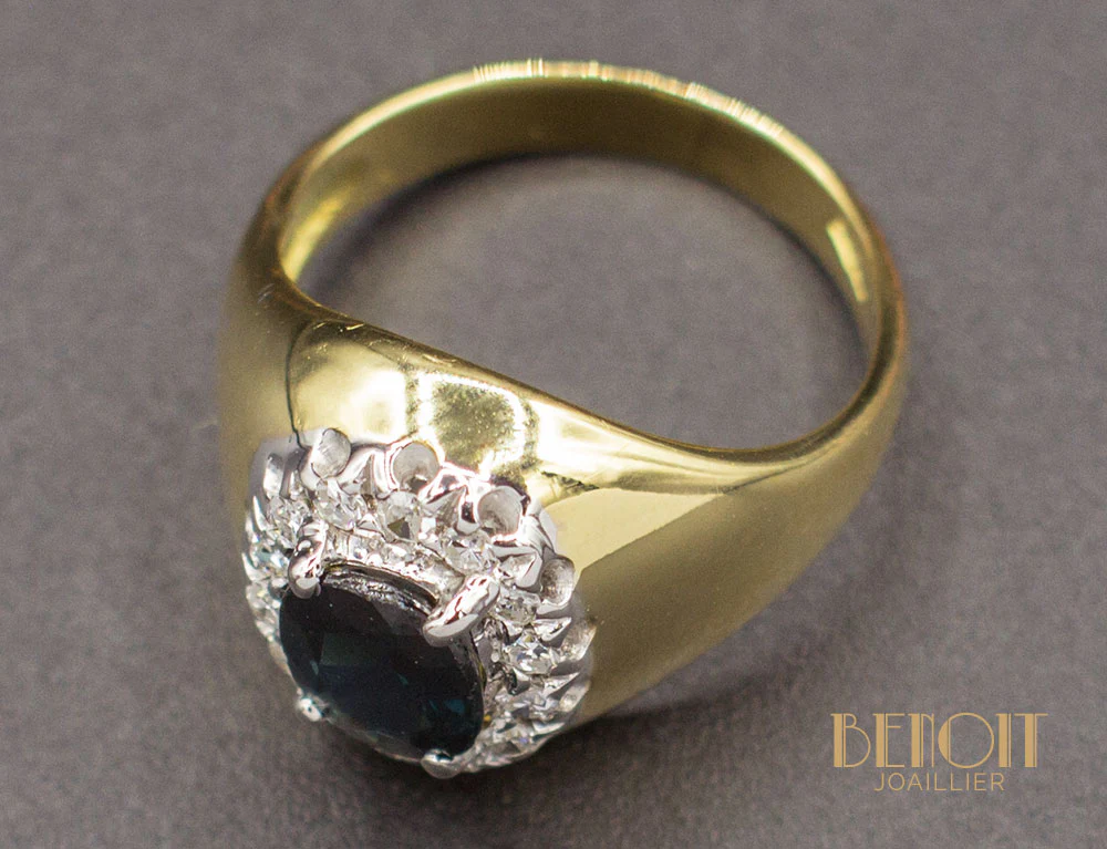 Bague Jonc Saphir Diamants - Image 4