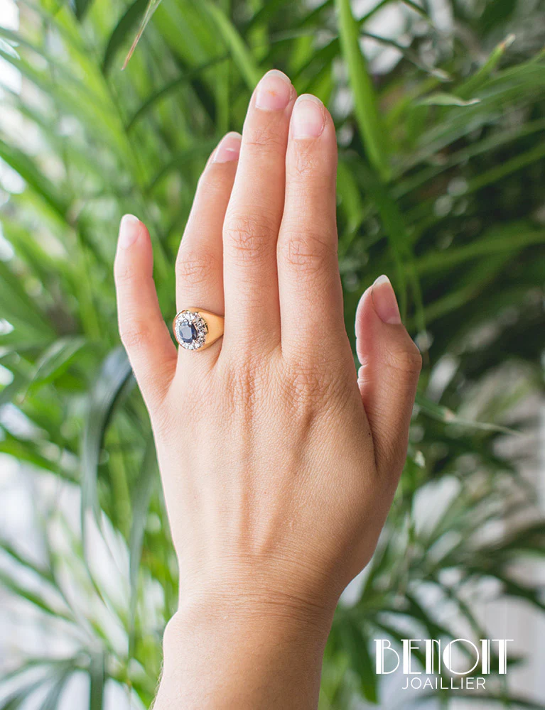 Bague Jonc Saphir Diamants - Image 7