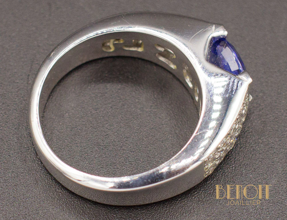 Bague Jonc Saphir Diamants - Image 4