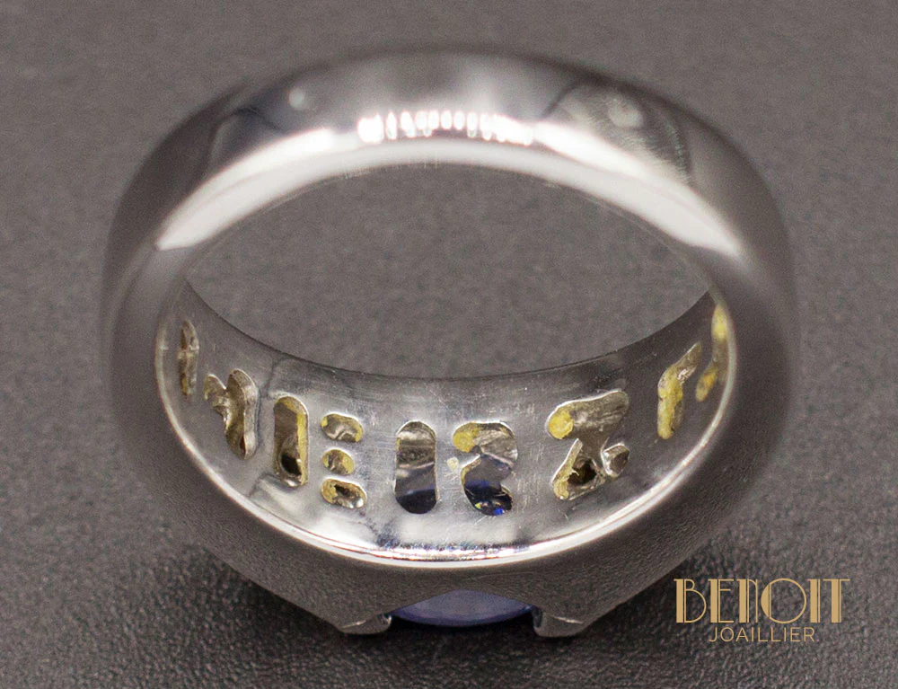Bague Jonc Saphir Diamants - Image 6