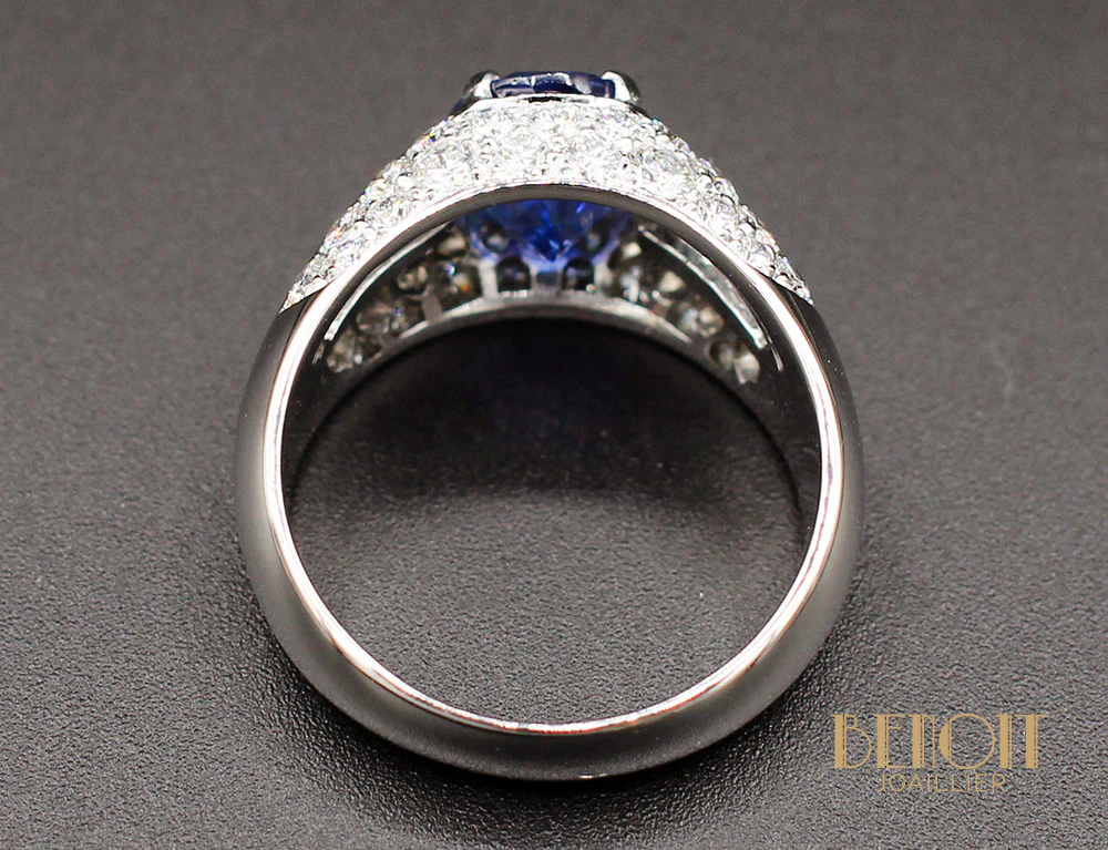 Bague Jonc Saphir et Diamants - Image 5