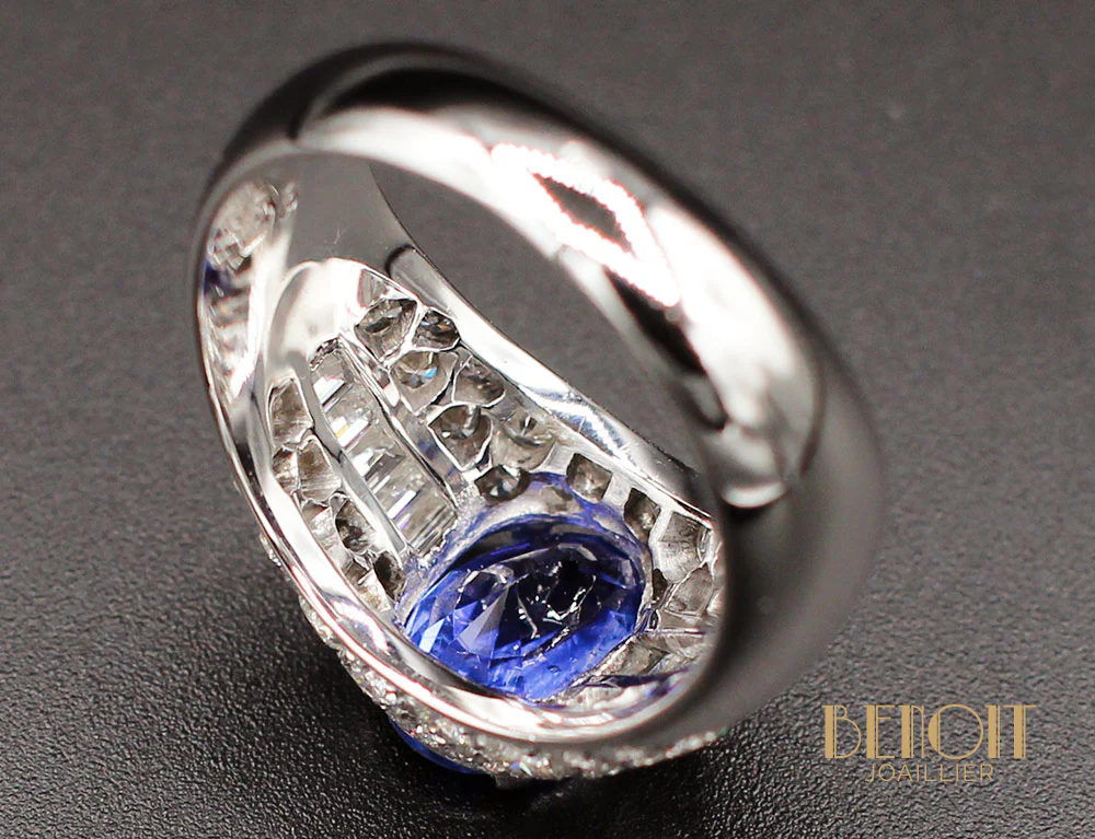Bague Jonc Saphir et Diamants - Image 6