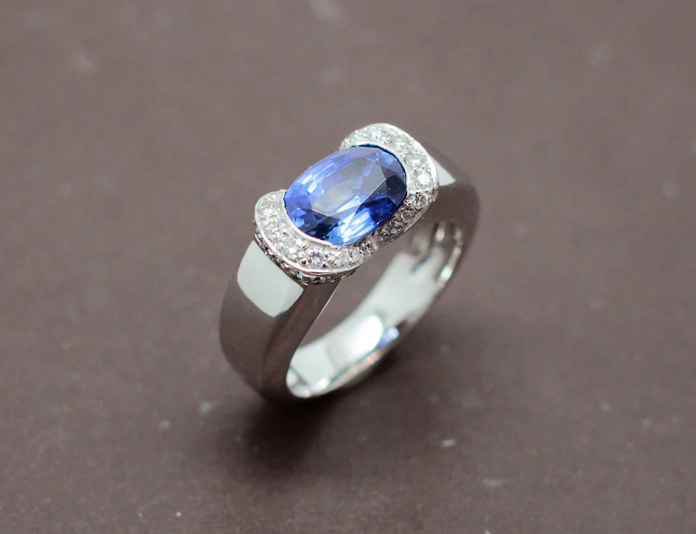 Bague Jonc Saphir et Diamants