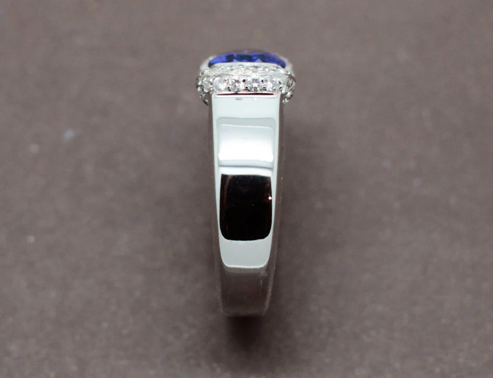 Bague Jonc Saphir et Diamants - Image 4