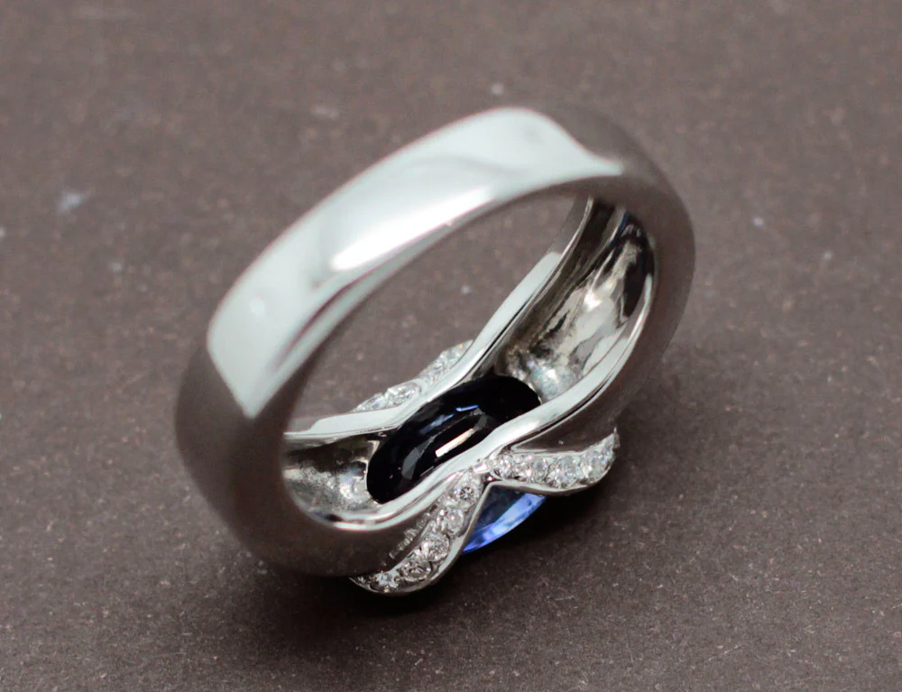 Bague Jonc Saphir et Diamants - Image 6