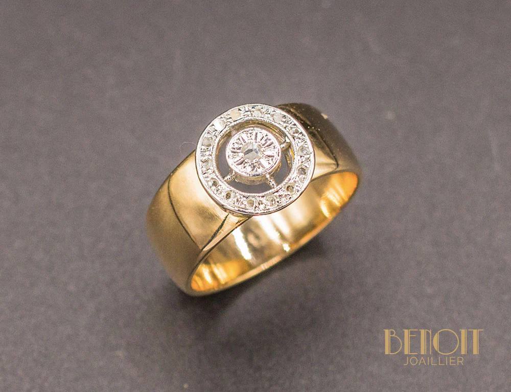 Bague Large Or Diamant