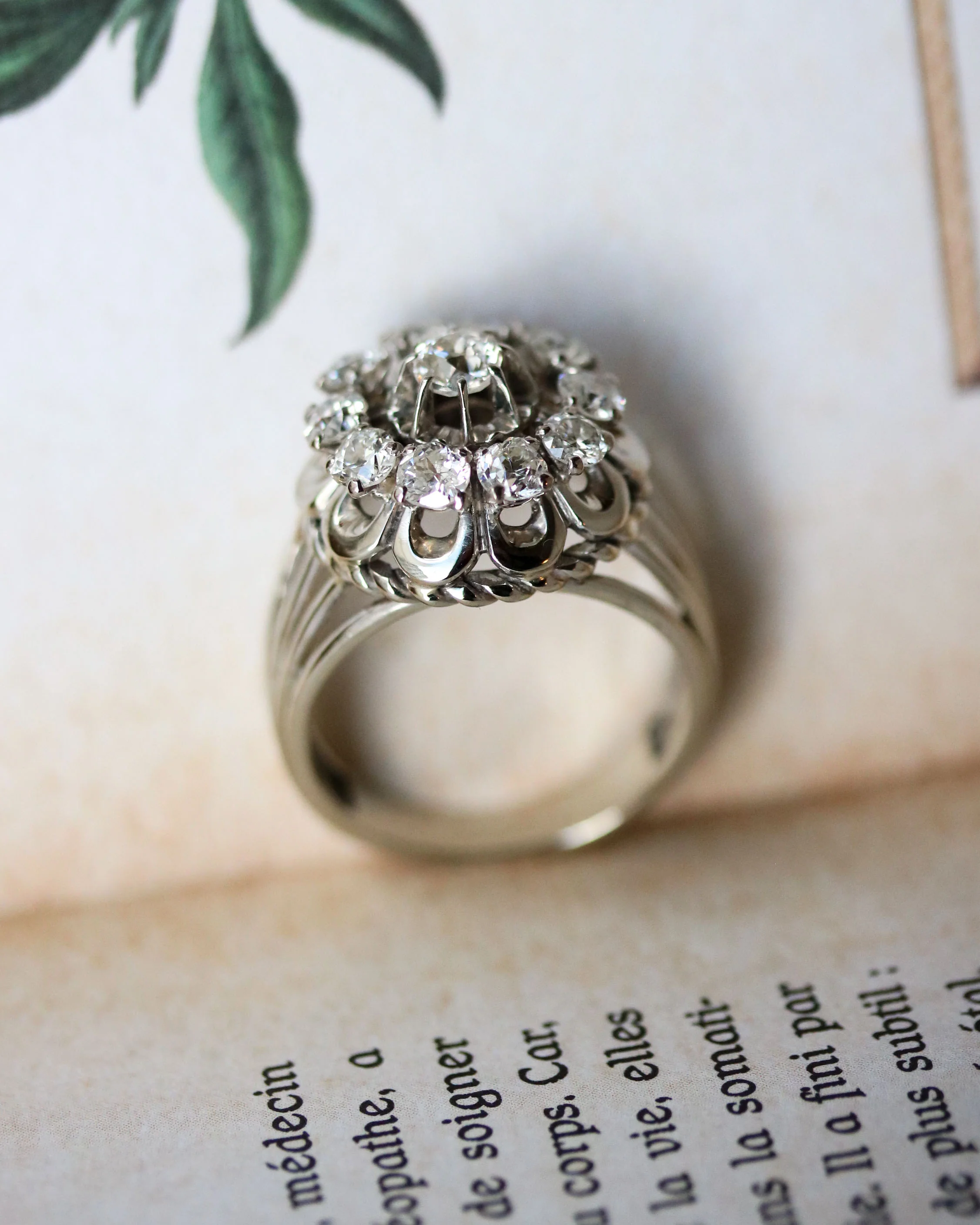 Bague cocktail Marguerite 1950 Or Diamants - Image 4