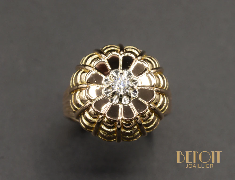 Bague Fleur 1950 Or rose - Image 2