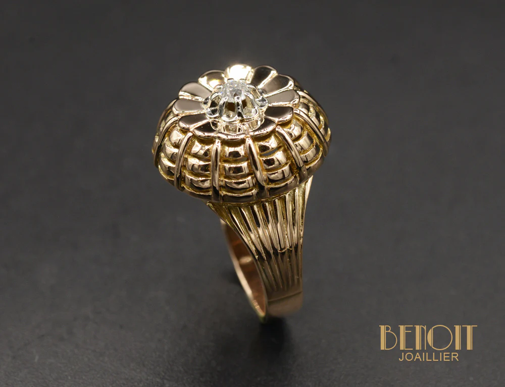 Bague Fleur 1950 Or rose - Image 3