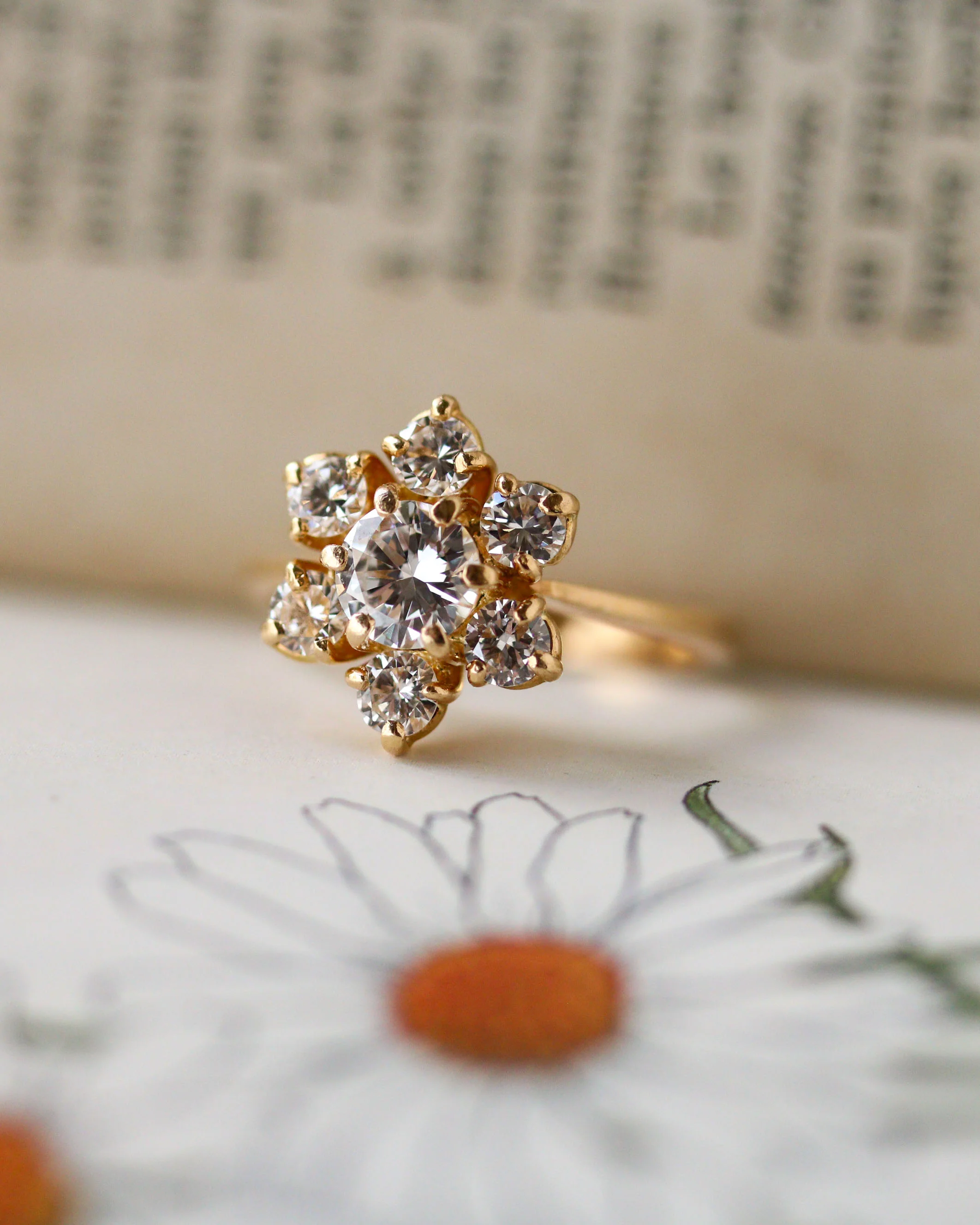 Bague Marguerite Diamant Or Jaune