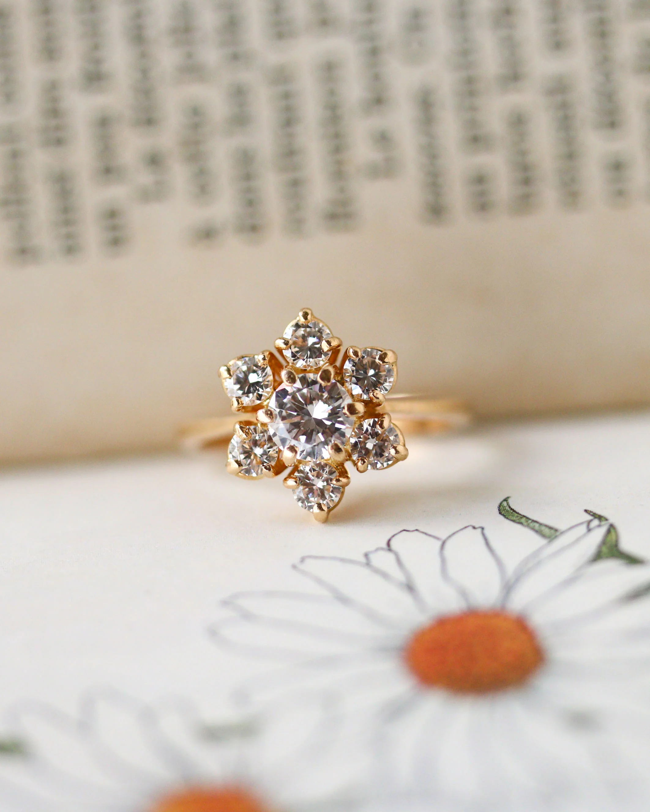 Bague Marguerite Diamant Or Jaune - Image 3