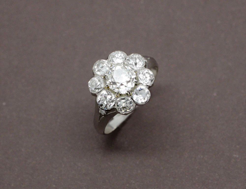 Bague Marguerite Diamants et Or Blanc