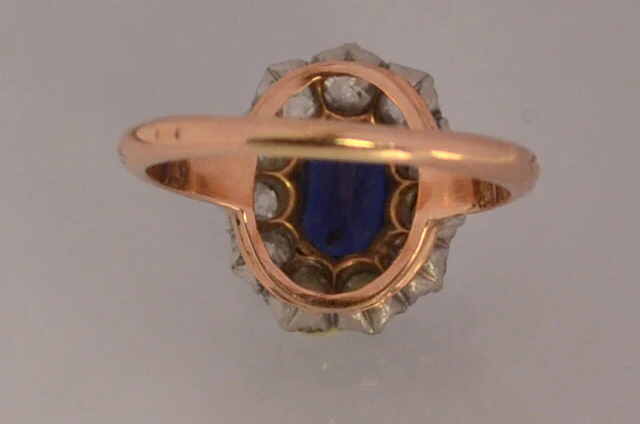 Bague marguerite Saphir diamants Or 18K et platine - Image 3
