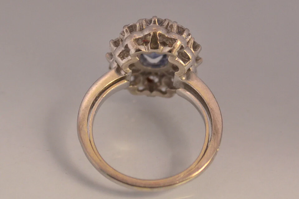 Bague marguerite saphir et diamants - Image 3