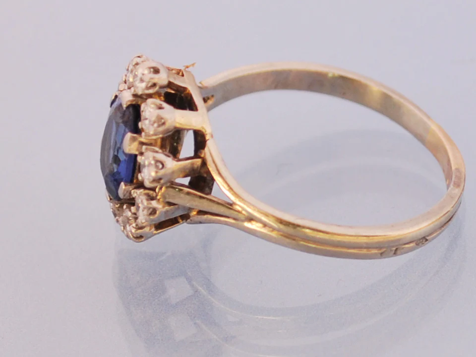 Bague marguerite saphir et diamants - Image 3