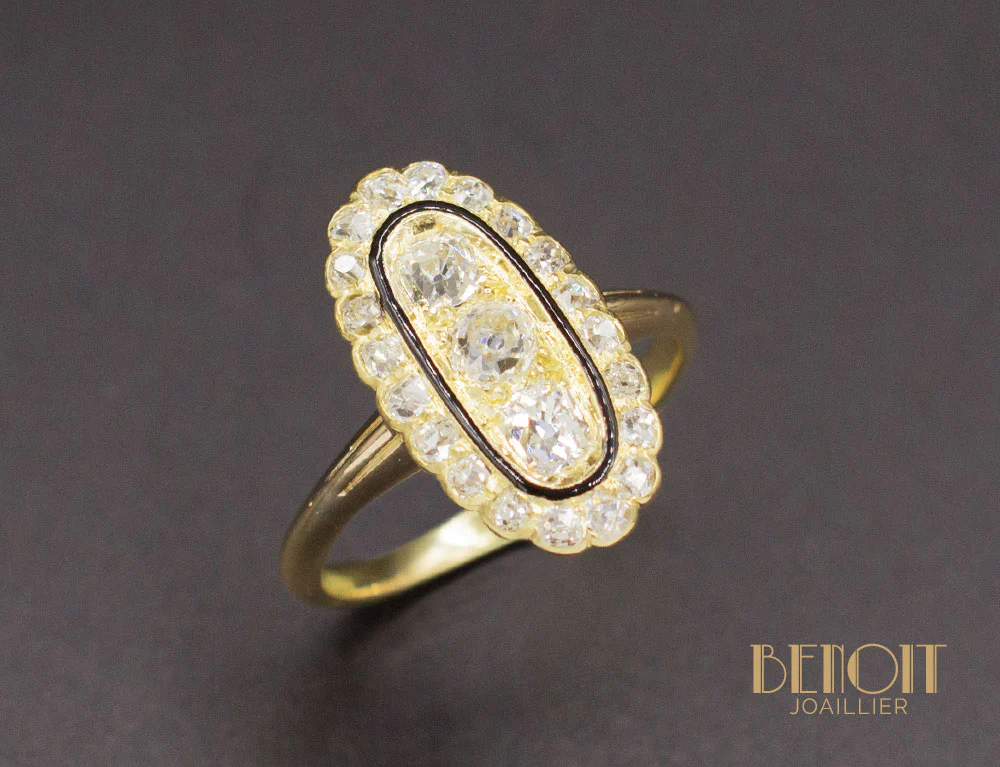 Bague Marquise Diamant Email