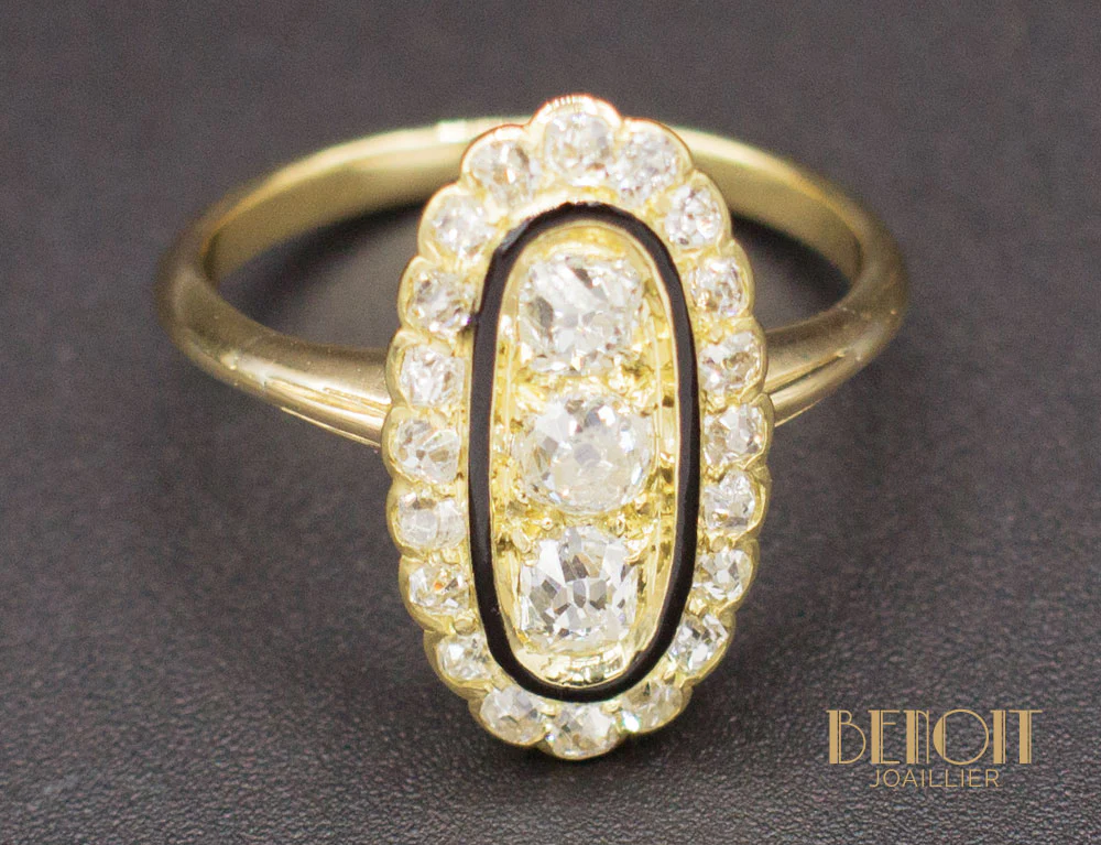 Bague Marquise Diamant Email - Image 3